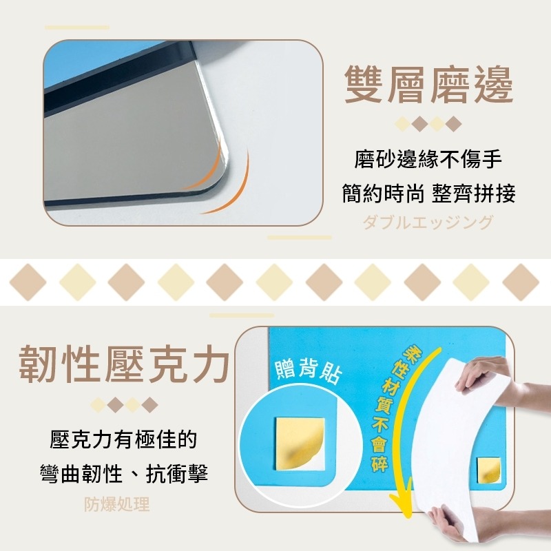 【台灣現貨💥自由組裝💥】 無框組合鏡 全身鏡 穿衣鏡 無框鏡 軟鏡子 組合鏡 連身鏡 鏡面貼 鏡子貼 黏貼鏡子-細節圖6