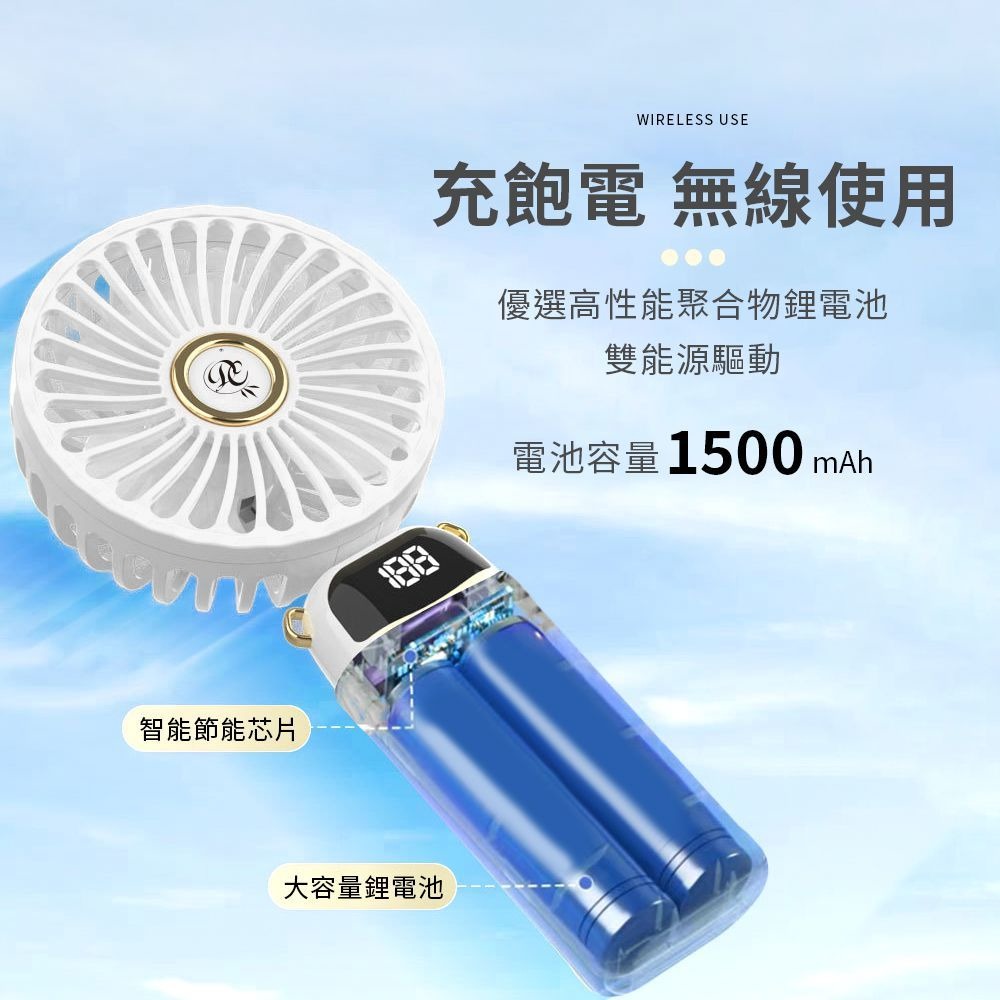 【台灣現貨💥智能數顯５檔風速💥】 摺疊手持風扇 手持風扇 折疊風扇 迷你風扇 小風扇 隨身風扇 摺疊風扇 小電扇-細節圖4