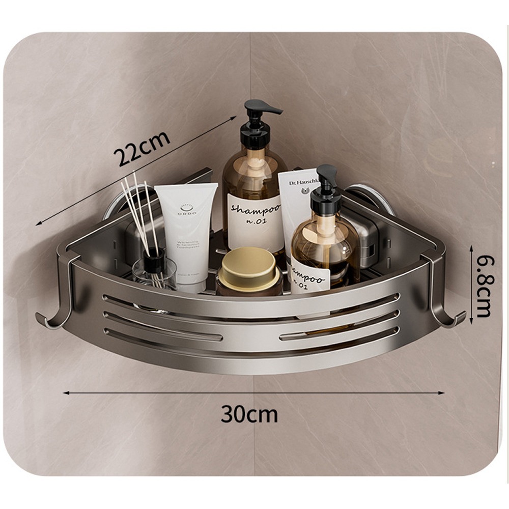 置物架 浴室置物架 🔥免打孔高承重🔥 太空鋁置物架 吸盤置物架 角落 置物架 收納架 廁所置物架 廚房收納架 壁掛-規格圖10