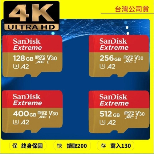 SanDisk Extreme microSD U3 128G 256G 512G 記憶卡 公司貨 SWITC A2