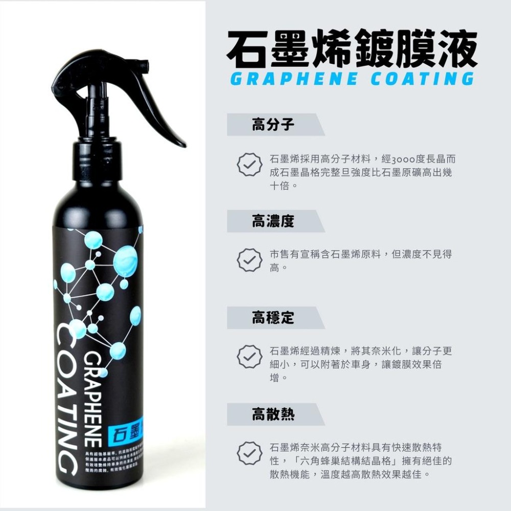 石墨烯 極速封體劑 車體鍍膜 輪圈鍍膜 玻璃鍍膜 撥水劑 維護劑 汽車鍍膜 鍍膜維護劑 極致滑度 懶人快速維護-細節圖2
