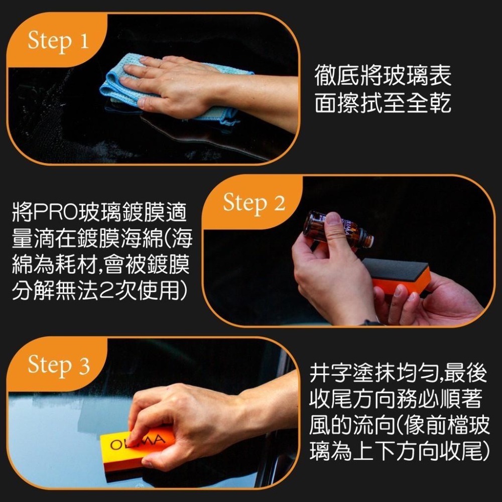 OLIMA Pro 長效型 玻璃鍍膜 30ML組 撥水劑 汽車玻璃鍍膜 鍍膜液 隱形雨刷-細節圖4