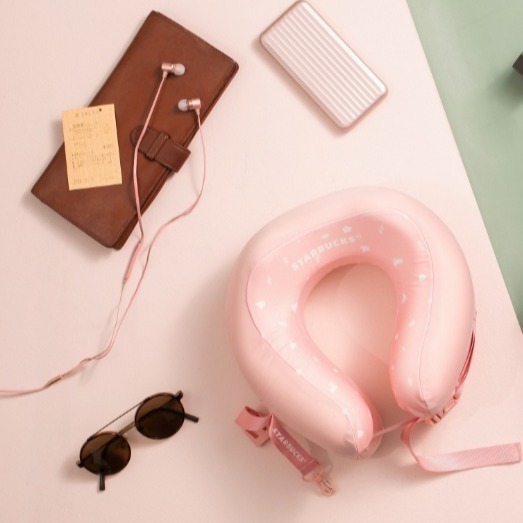 星巴克舒適旅遊頸枕，星巴克旅遊枕，星巴克舒適旅遊頸枕綠色、星巴克粉色旅遊枕，星巴克護頸枕，星巴克旅遊U型枕-細節圖2