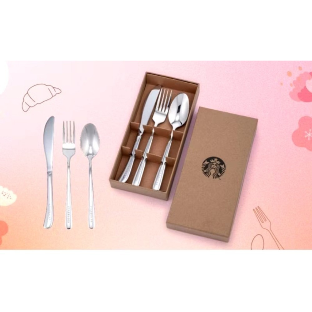 星巴克不鏽鋼餐具組，星巴克環保餐具組，星巴克小熊餐具組，星巴克小熊，白色小熊餐具組，星巴克綠色收納餐具組，星巴克餐具組-規格圖4