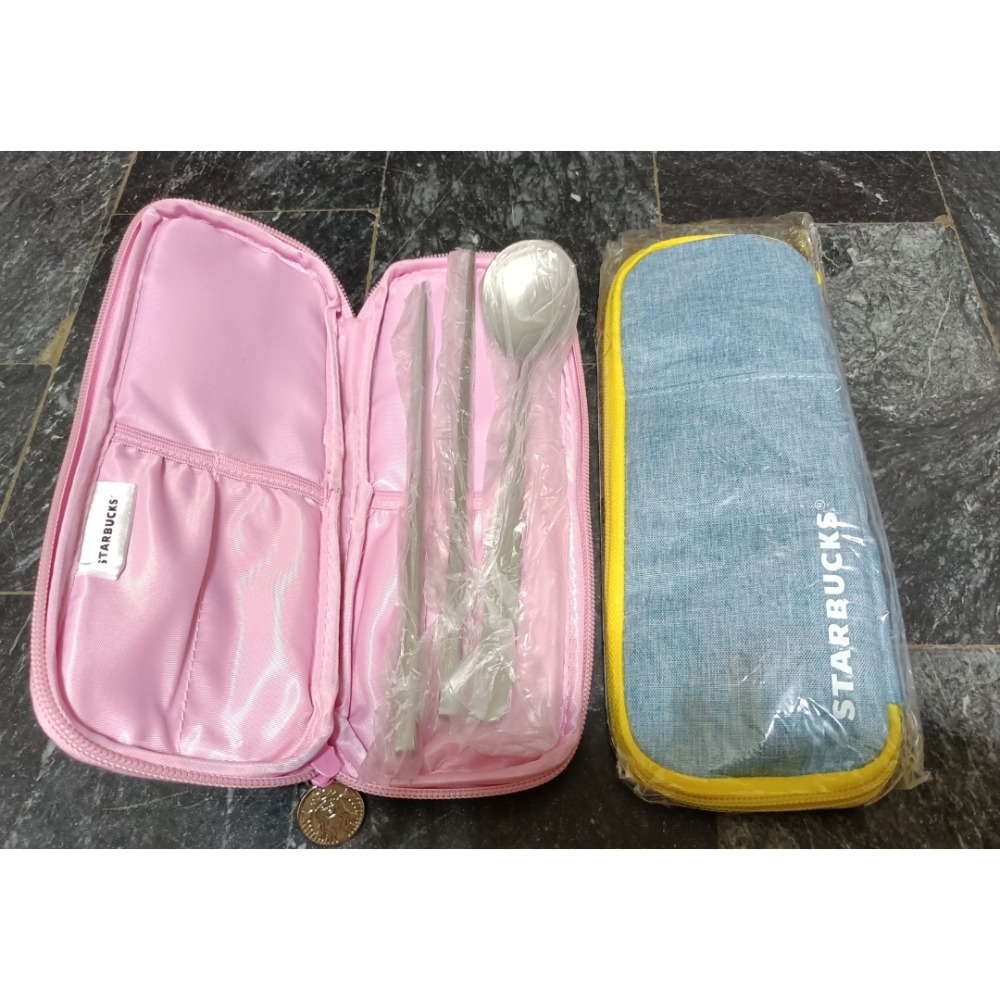 星巴克不鏽鋼餐具組，星巴克環保餐具組，星巴克小熊餐具組，星巴克小熊，白色小熊餐具組，星巴克綠色收納餐具組，星巴克餐具組-規格圖3