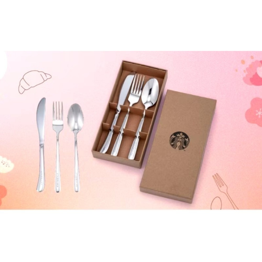 星巴克不鏽鋼餐具組，星巴克環保餐具組，星巴克小熊餐具組，星巴克小熊，白色小熊餐具組，星巴克綠色收納餐具組，星巴克餐具組-規格圖4