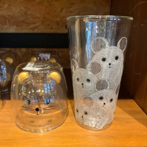 星巴克金鼠報喜雙層玻璃杯，星巴克鼠年雙層玻璃杯，星巴克鼠年玻璃杯，星巴克金鼠玻璃杯，星巴克馬克杯，星巴克雙層玻璃杯
