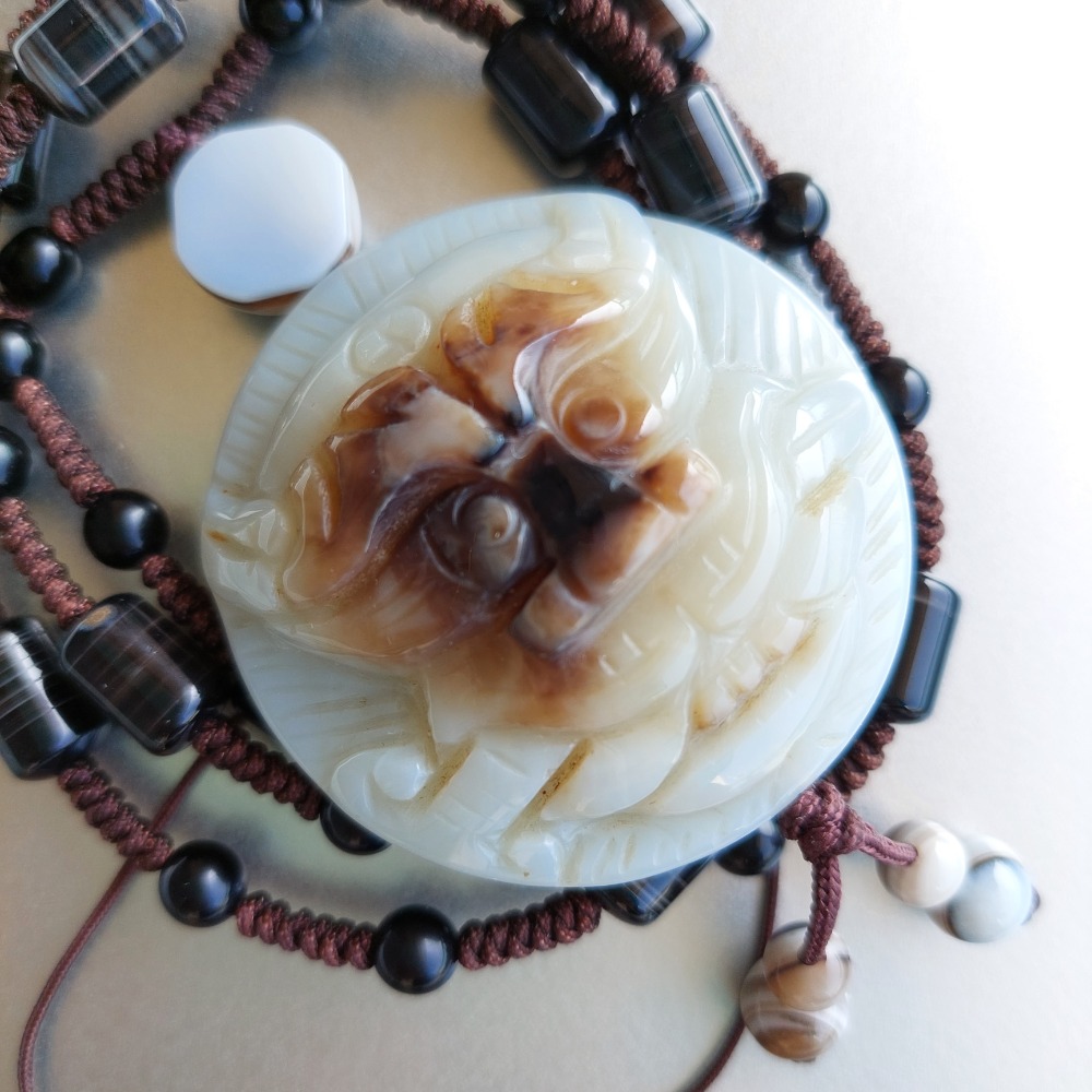 【天珠小舖】白玉劍獅天眼石項鍊-細節圖2