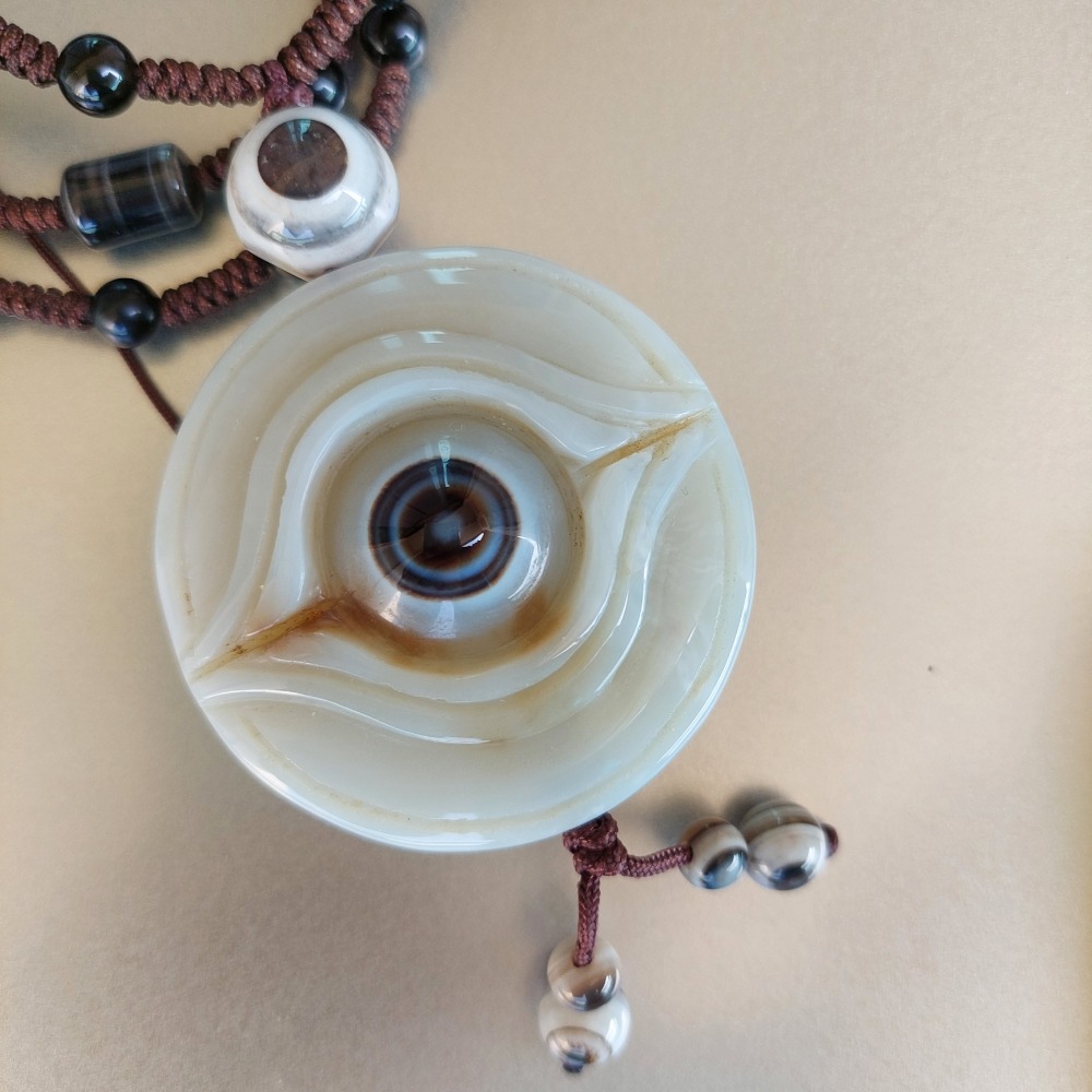 【天珠小舖】白玉劍獅天眼石項鍊-細節圖3