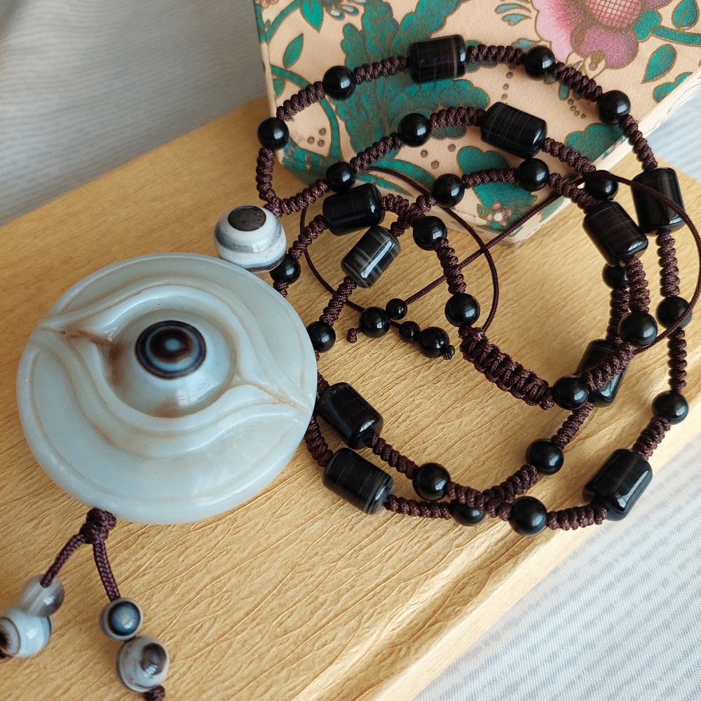 【天珠小舖】白玉劍獅天眼石項鍊-細節圖5