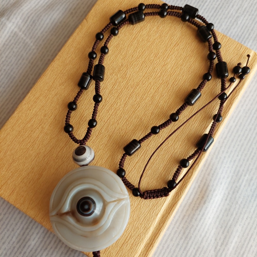 【天珠小舖】白玉劍獅天眼石項鍊-細節圖6