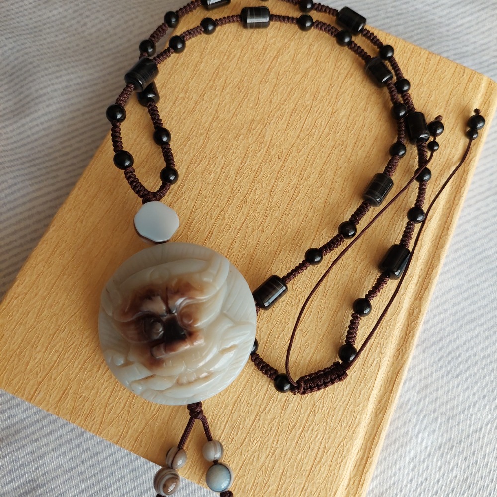 【天珠小舖】白玉劍獅天眼石項鍊-細節圖7