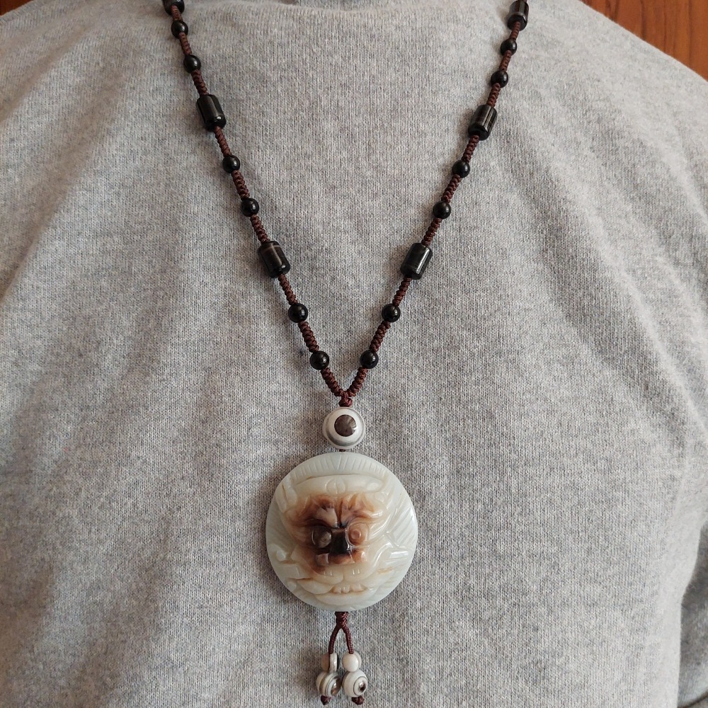 【天珠小舖】白玉劍獅天眼石項鍊-細節圖9