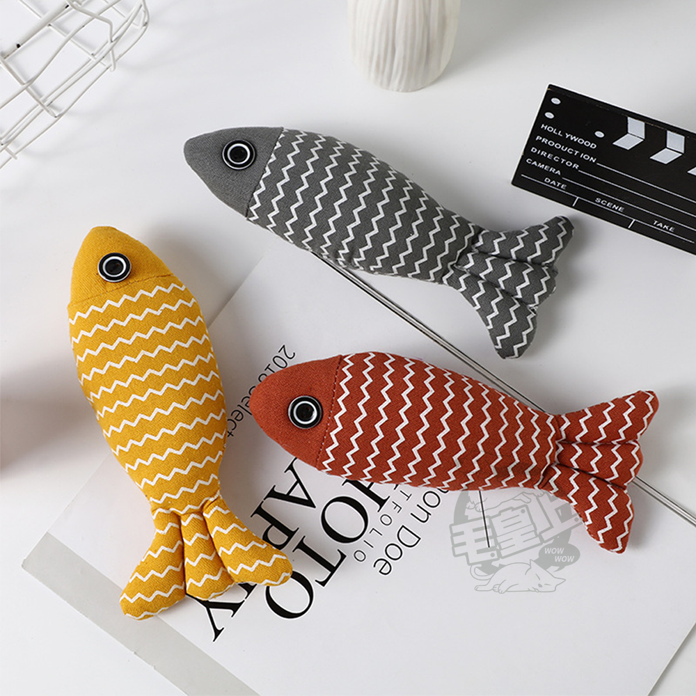 【毛皇上】波紋魚貓草玩具 貓薄荷 麻布魚 波紋魚 貓抱枕 貓草魚 絨毛玩具 貓玩具-細節圖8