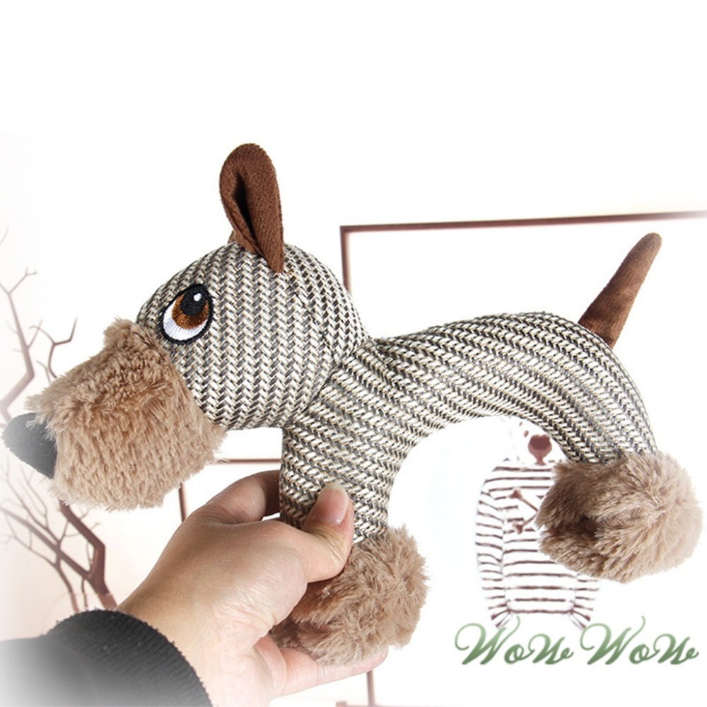 【台灣出貨】❤寵物玩具 棉麻發聲玩具 磨牙玩具 耐磨耐咬 毛絨玩具 發聲玩具 啃咬玩具 可愛動物 狗玩具【WOWWOW】-細節圖8