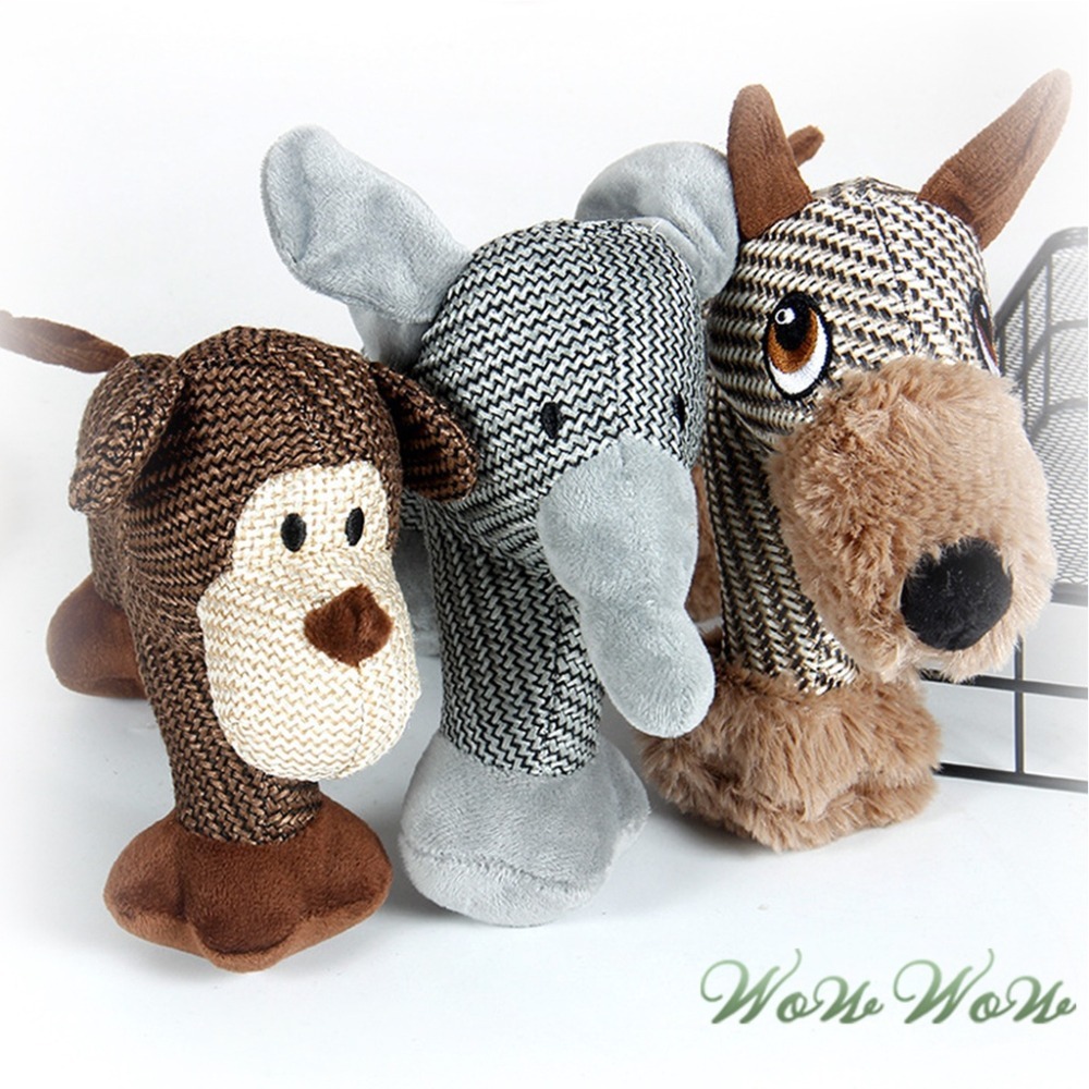 【台灣出貨】❤寵物玩具 棉麻發聲玩具 磨牙玩具 耐磨耐咬 毛絨玩具 發聲玩具 啃咬玩具 可愛動物 狗玩具【WOWWOW】-細節圖9