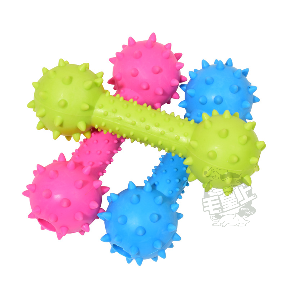 【毛皇上】帶刺槓鈴14cm 鈴鐺小刺球 帶刺骨頭 橡膠玩具 狗狗磨牙 狗狗玩具-細節圖7