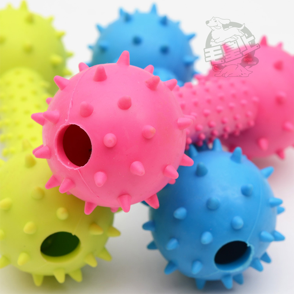 【毛皇上】帶刺槓鈴14cm 鈴鐺小刺球 帶刺骨頭 橡膠玩具 狗狗磨牙 狗狗玩具-細節圖8