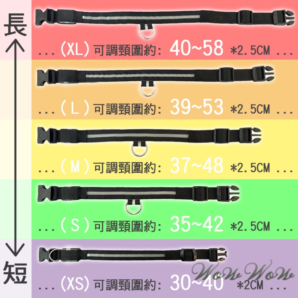 【台灣出貨】❤寵物用品 (電池)LED尼龍項圈 寵物項圈 發光項圈 LED項圈 夜間發光 狗狗項圈【WOWWOW】-細節圖4