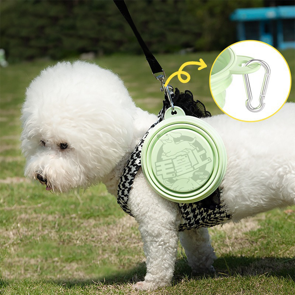 【毛皇上】❤寵物用品 摺疊碗13CM 馬卡龍色 寵物外出碗 掛孔洞 折疊碗 飼料碗 狗碗 外出用品【WOWWOW】-細節圖7