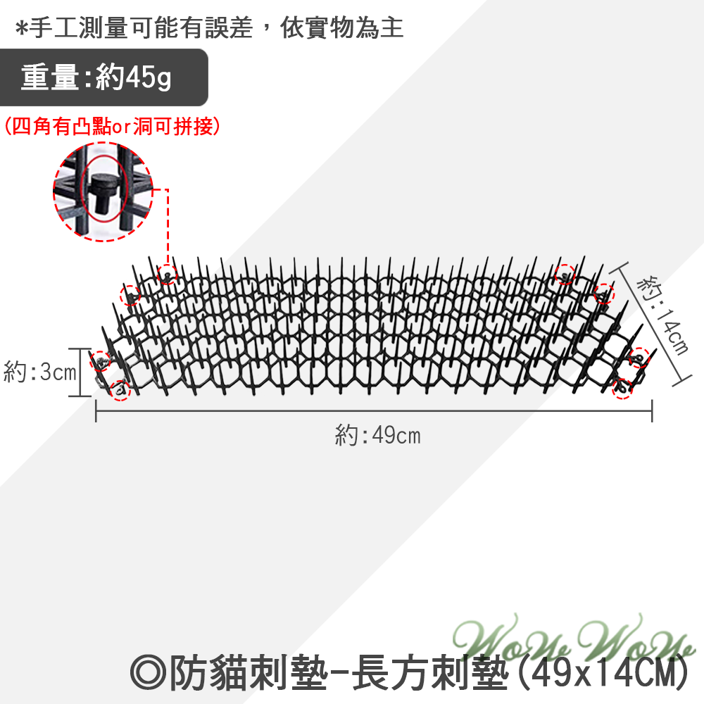 【毛皇上】防貓刺墊 透明款 可拼接 自由裁剪 防貓刺網 不傷寵物 驅貓神器 防護網-規格圖9