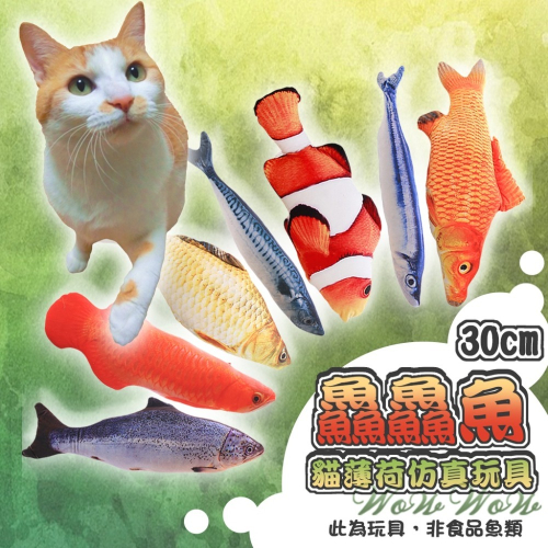 【台灣出貨】❤寵物玩具(30CM)仿真魚 貓玩具 拉鍊式含貓薄荷 貓抱枕 貓草魚 貓咪玩具 寵物玩具【WOWWOW】