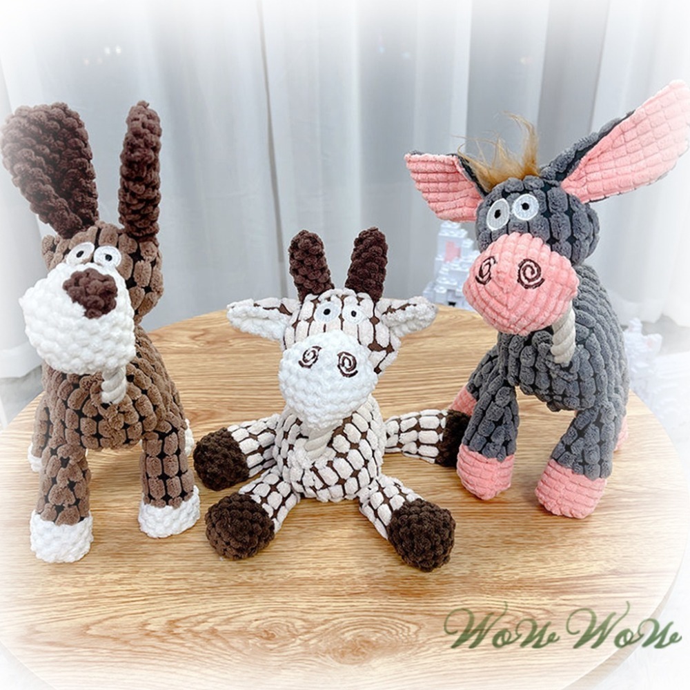 【毛皇上】❤寵物玩具 格紋娃娃 玉米絨麻繩發聲玩具 毛絨娃娃 潔齒磨牙 啾啾聲 發聲玩具 互動發聲玩具【WOWWOW】-細節圖8