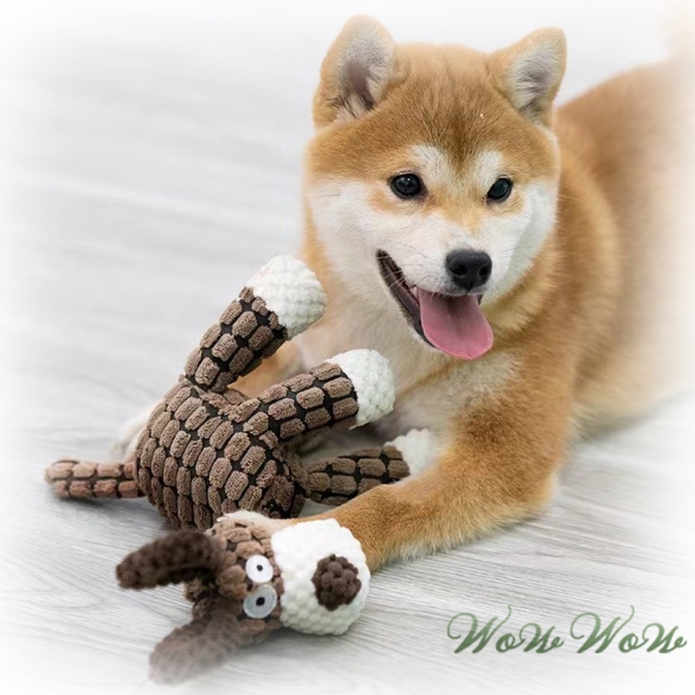 【毛皇上】❤寵物玩具 格紋娃娃 玉米絨麻繩發聲玩具 毛絨娃娃 潔齒磨牙 啾啾聲 發聲玩具 互動發聲玩具【WOWWOW】-細節圖9