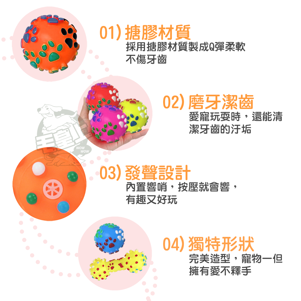 【毛皇上】發聲小刺球 寵物發聲玩具 搪膠玩具 發聲玩具球 啾啾聲 狗狗玩具-細節圖2