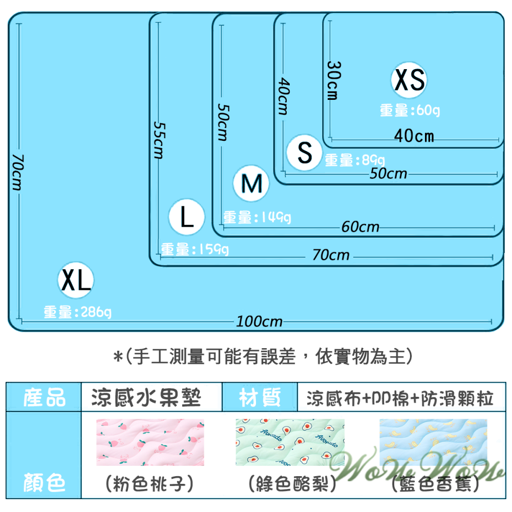 【挑戰最低價】❤寵物用品 涼感水果墊 可愛水果 透氣墊 涼感墊 寵物涼墊 貓狗睡毯 寵物透氣墊【WOWWOW】-細節圖3