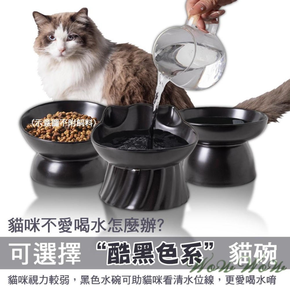 【毛皇上】❤寵物用品 黑色系陶瓷貓碗 酷黑高腳陶瓷碗 陶瓷碗 喝水碗 餵食碗 貓碗 寵物碗-細節圖2