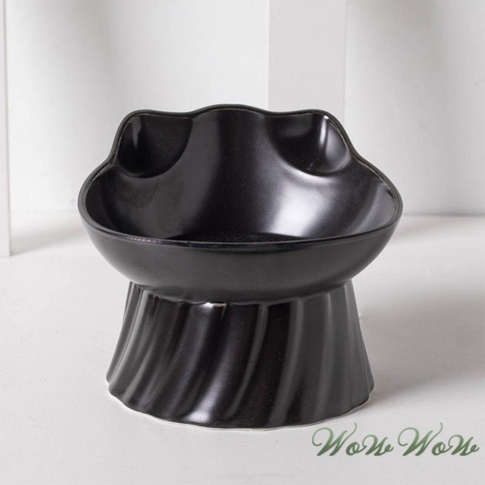 【毛皇上】❤寵物用品 黑色系陶瓷貓碗 酷黑高腳陶瓷碗 陶瓷碗 喝水碗 餵食碗 貓碗 寵物碗-細節圖7