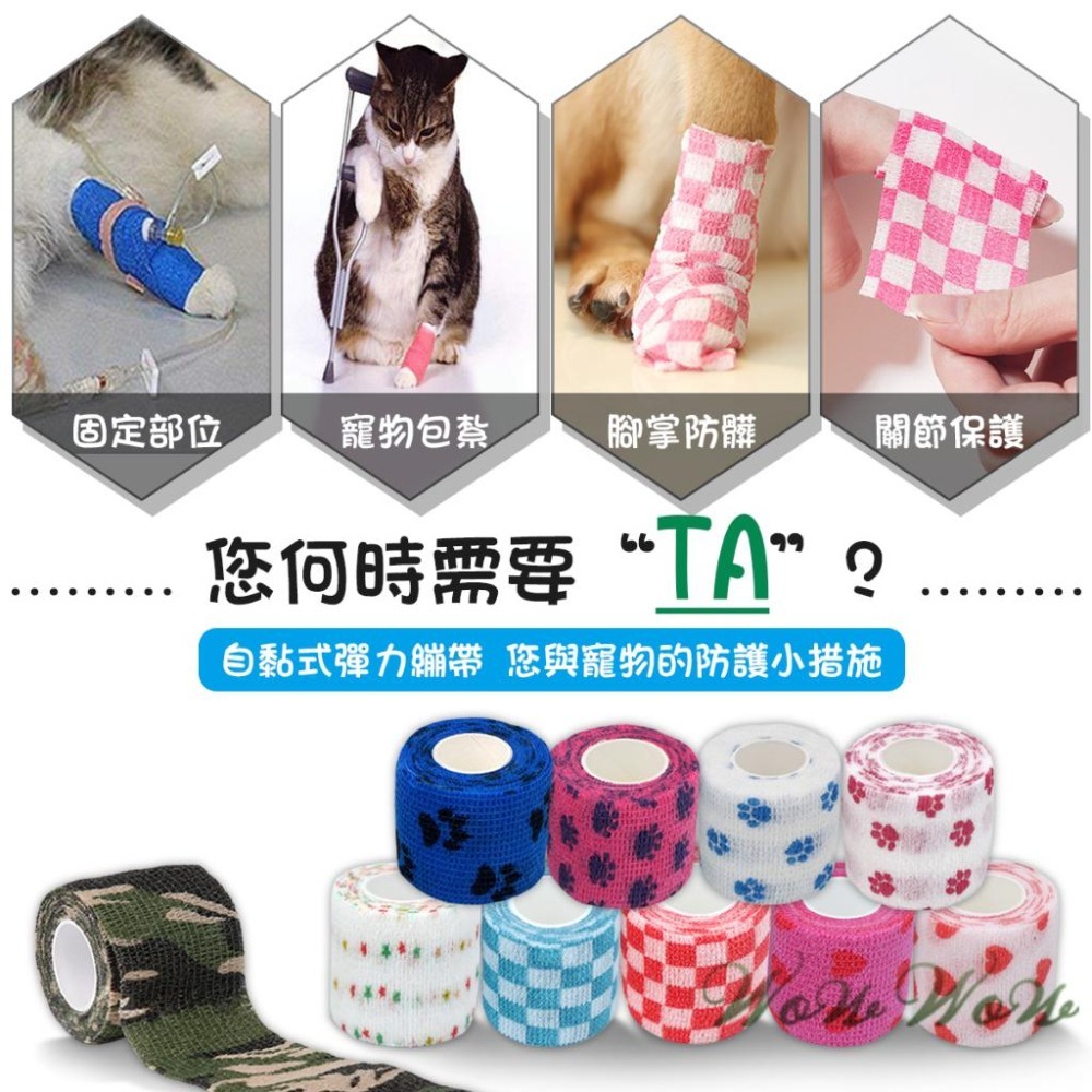 【毛皇上】❤寵物用品 寵物繃帶 彈力自黏 無紡布 寵物包紮 運動繃帶 貓狗腳套 寵物彈力繃帶【WOWWOW】-細節圖2