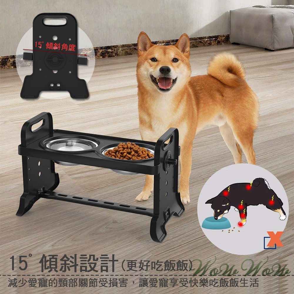 【挑戰最低價】❤寵物用品 可調節寵物碗架 不鏽鋼碗 調節碗 升降碗 餵食碗 飼料碗 貓碗 狗碗 護頸碗【WOWWOW】-細節圖9
