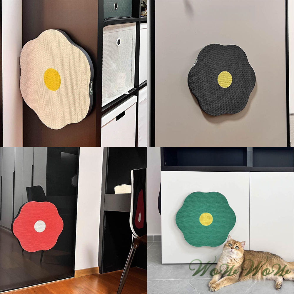 【台灣出貨】❤寵物玩具 牆貼貓抓板 小花貓抓板 可貼牆 納米膠 高密度瓦楞紙 貓抓板 貓咪抓板 貓玩具【WOWWOW】-細節圖8