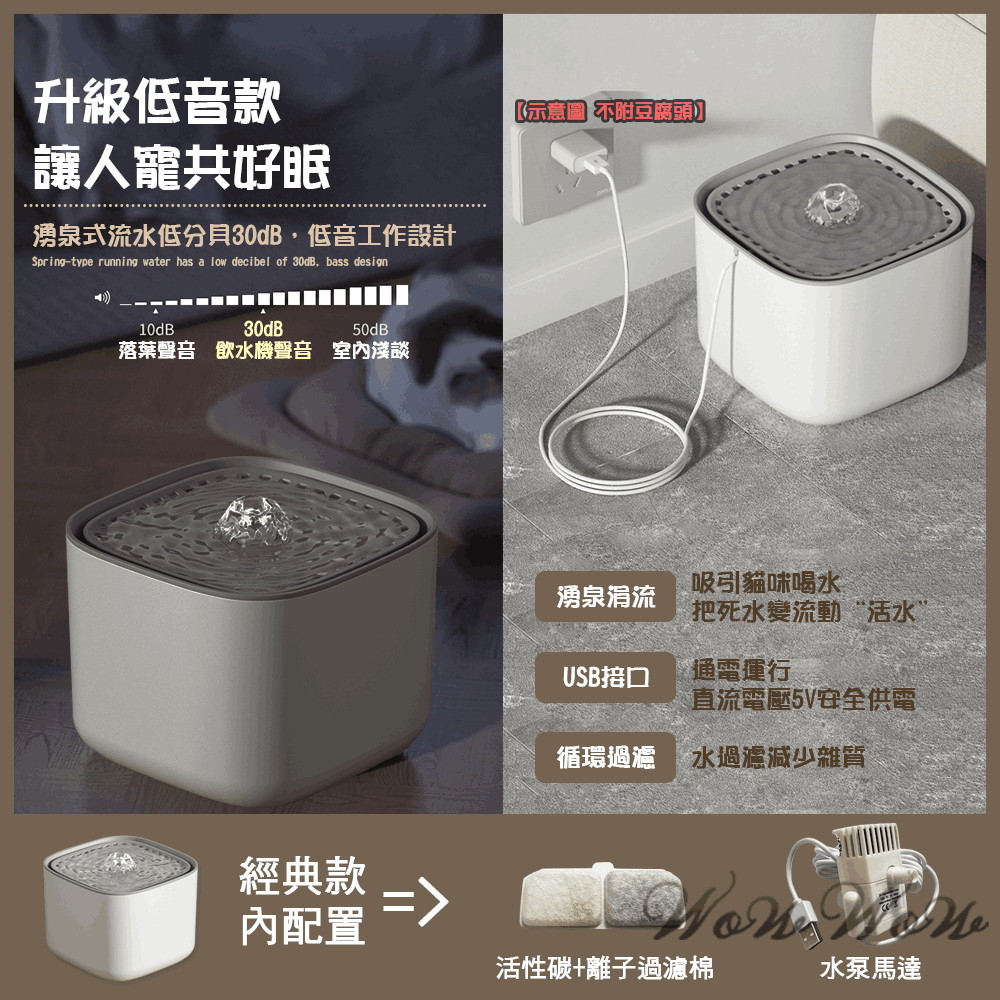 【原廠保固】❤ 寵物用品 智能寵物飲水機 自動飲水機 貓喝水機 防乾燒 感應出水 大容量 黑色飲水機【WOWWOW】-細節圖11