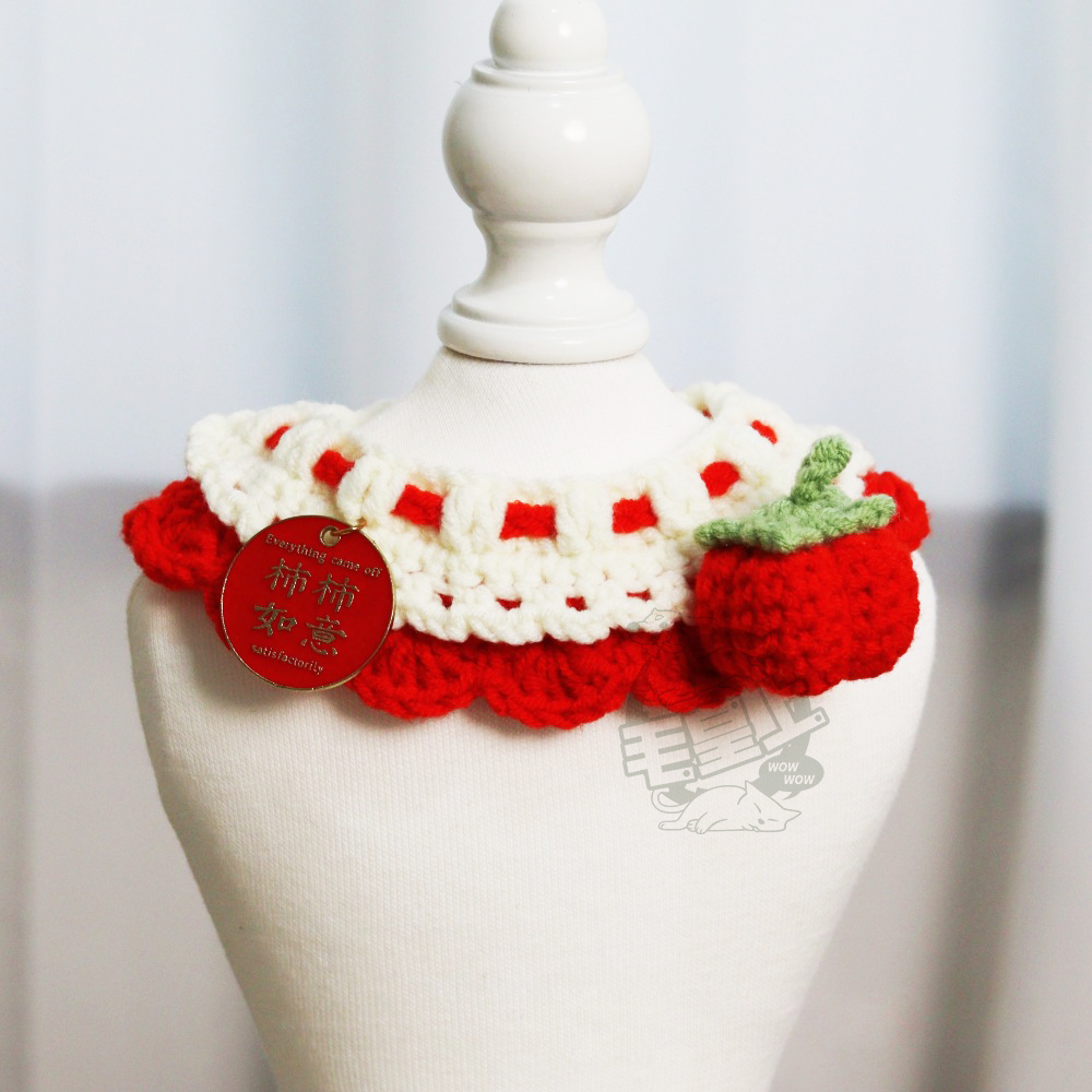 【毛皇上】❤寵物用品 新年編織寵物圍兜 新年圍兜 寵物圍巾 毛線針織 寵物新年 圍兜兜 寵物飾品【WOWWOW】-細節圖5