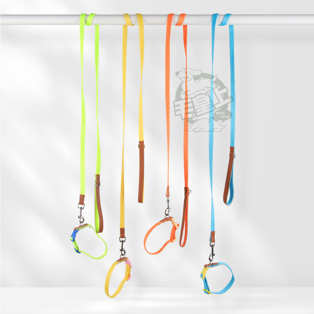 【毛皇上】❤寵物用品 輕量項圈牽引繩 皮革裝飾 輕量化 項圈 牽引繩 寵物牽引繩 狗狗牽繩 外出散步【WOWWOW】-細節圖4