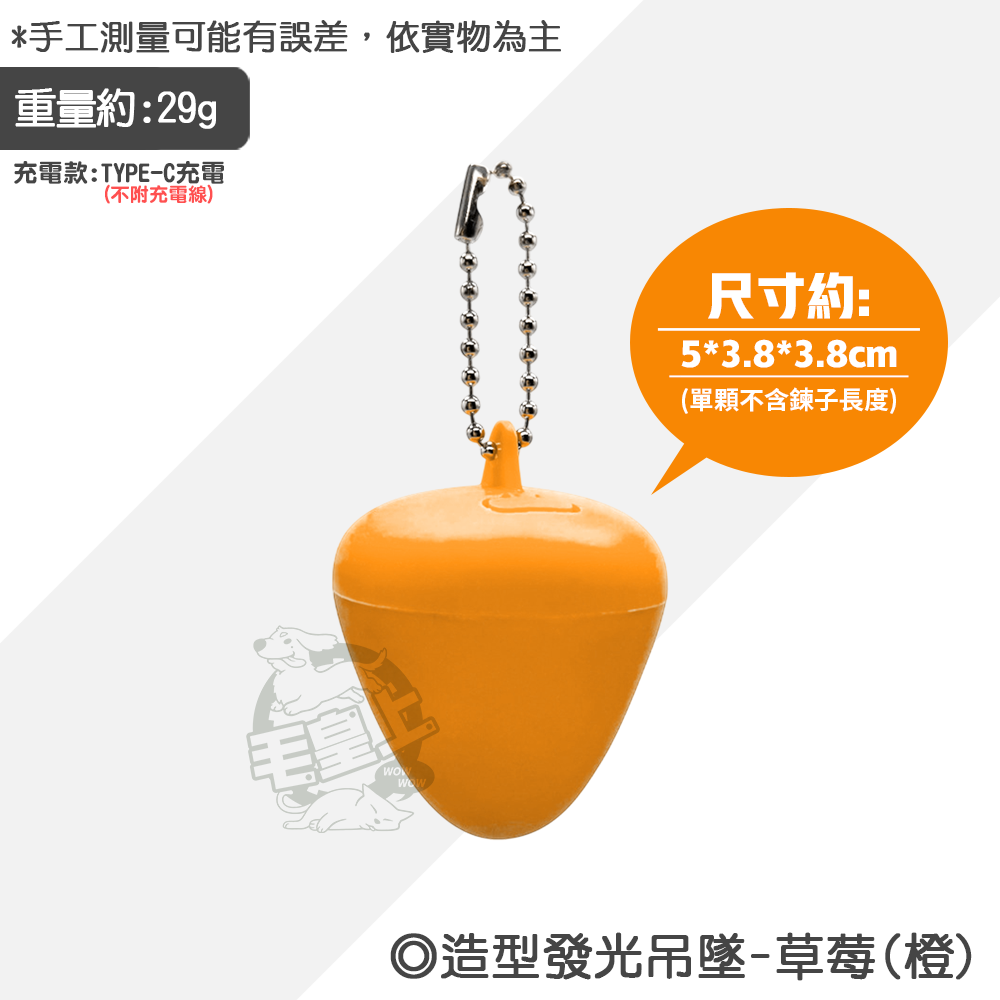 【毛皇上】❤寵物用品 造型發光吊墜燈 六角/星星/草莓 寵物吊飾 充電款 發光吊墜 夜間發光 狗狗項圈【WOWWOW】-規格圖9