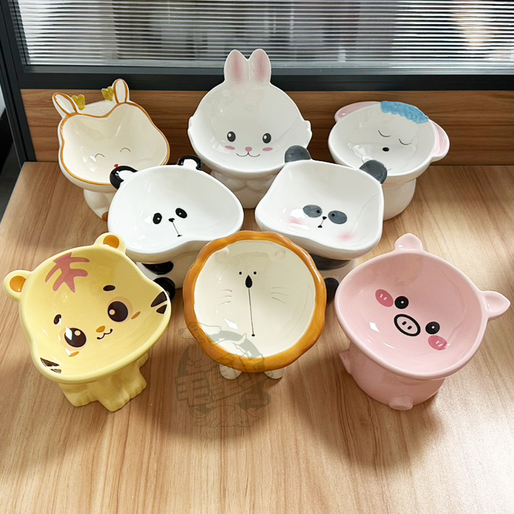 【毛皇上】❤寵物用品 動物造型陶瓷碗 陶瓷碗 可愛動物 餵食碗 飼料碗 高腳碗 貓狗碗 寵物碗【WOWWOW】-細節圖9