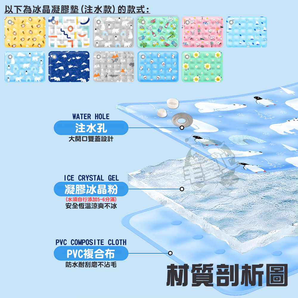 【毛皇上】❤寵物用品 冷凝膠墊-注水款 冰晶粉 凝膠墊 涼感墊 寵物涼墊 貓狗睡墊 寵物凝膠墊【WOWWOW】-細節圖6