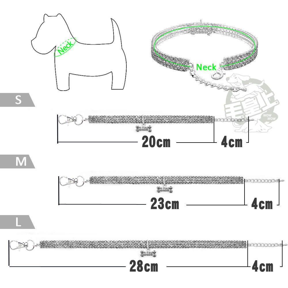 【毛皇上】❤寵物用品 寵物萊茵石項圈 萊茵石裝飾 彈性伸縮 項圈 貓狗飾品 寵物飾品 寵物項圈【WOWWOW】-細節圖2