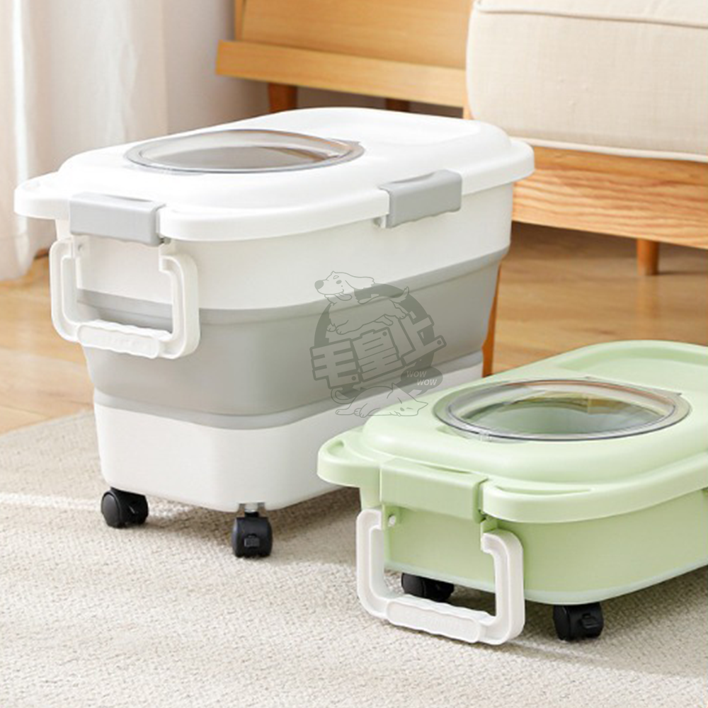 【毛皇上】❤寵物用品 折疊飼料桶 密封桶 超大容量 飼料桶 米桶 防潮箱 折疊收納 廚房收納 寵物儲糧桶【WOWWOW】-細節圖8