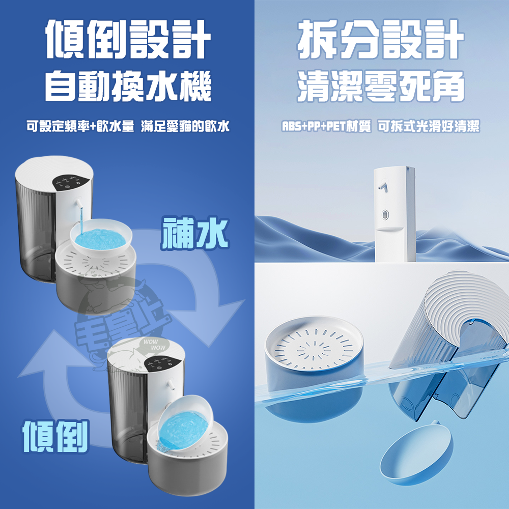 【毛皇上】❤(保固)寵物飲水機 傾倒式寵物飲水機 自動換水 無線飲水機 飲水機-細節圖8