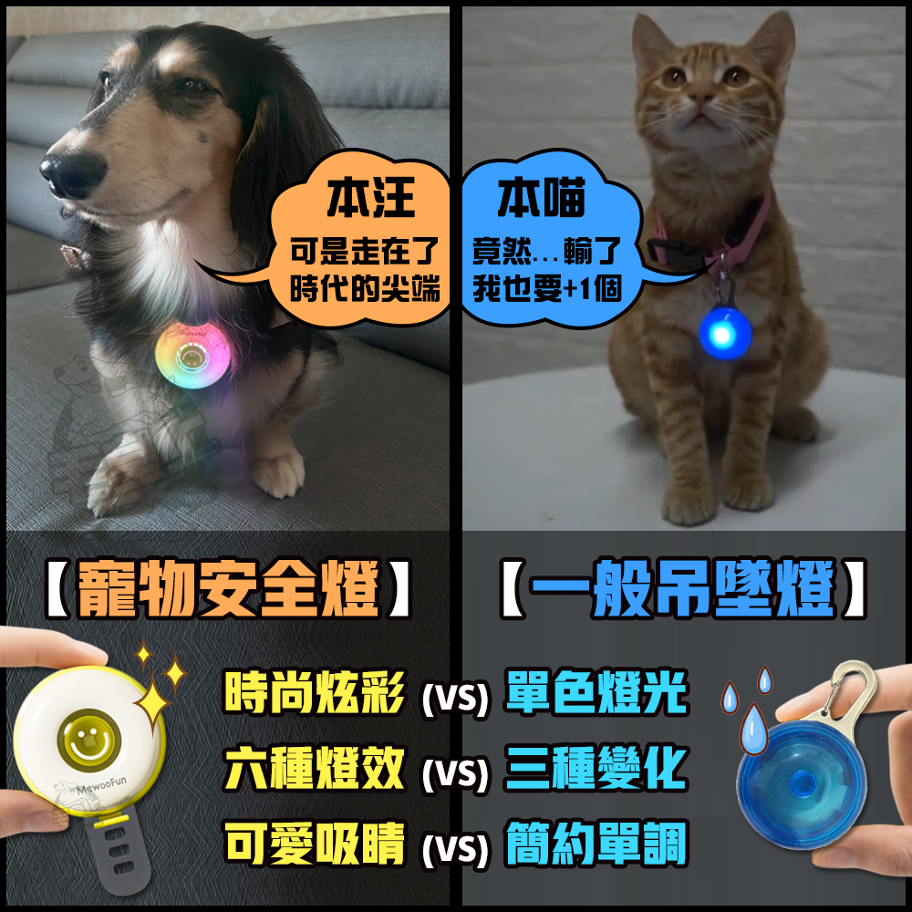 【毛皇上】❤寵物夜行燈 寵物安全燈 寵物吊飾 充電款 LED發光吊燈 夜間散步-細節圖2