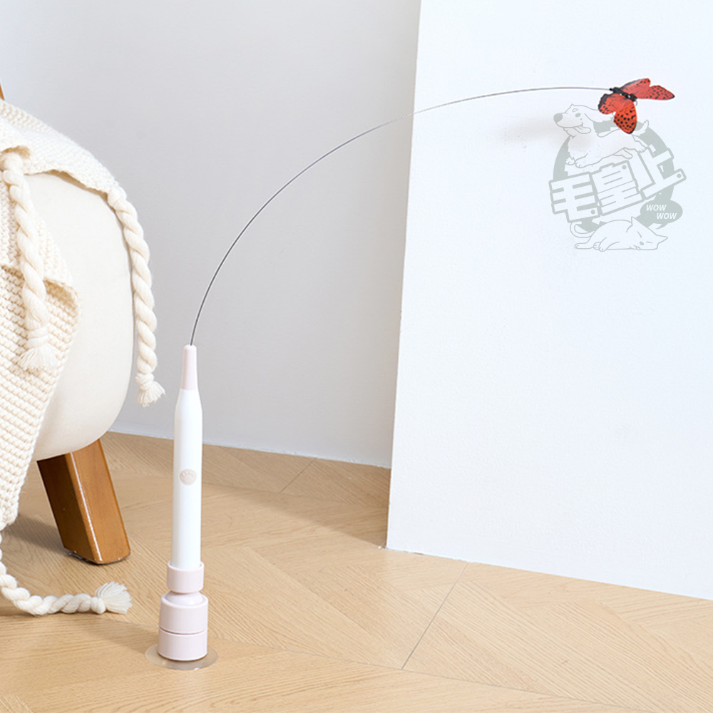 【毛皇上】飛舞蝴蝶逗貓棒 吸盤逗貓棒 自動/手持逗貓 逗貓神器 逗貓棒 貓玩具-細節圖9