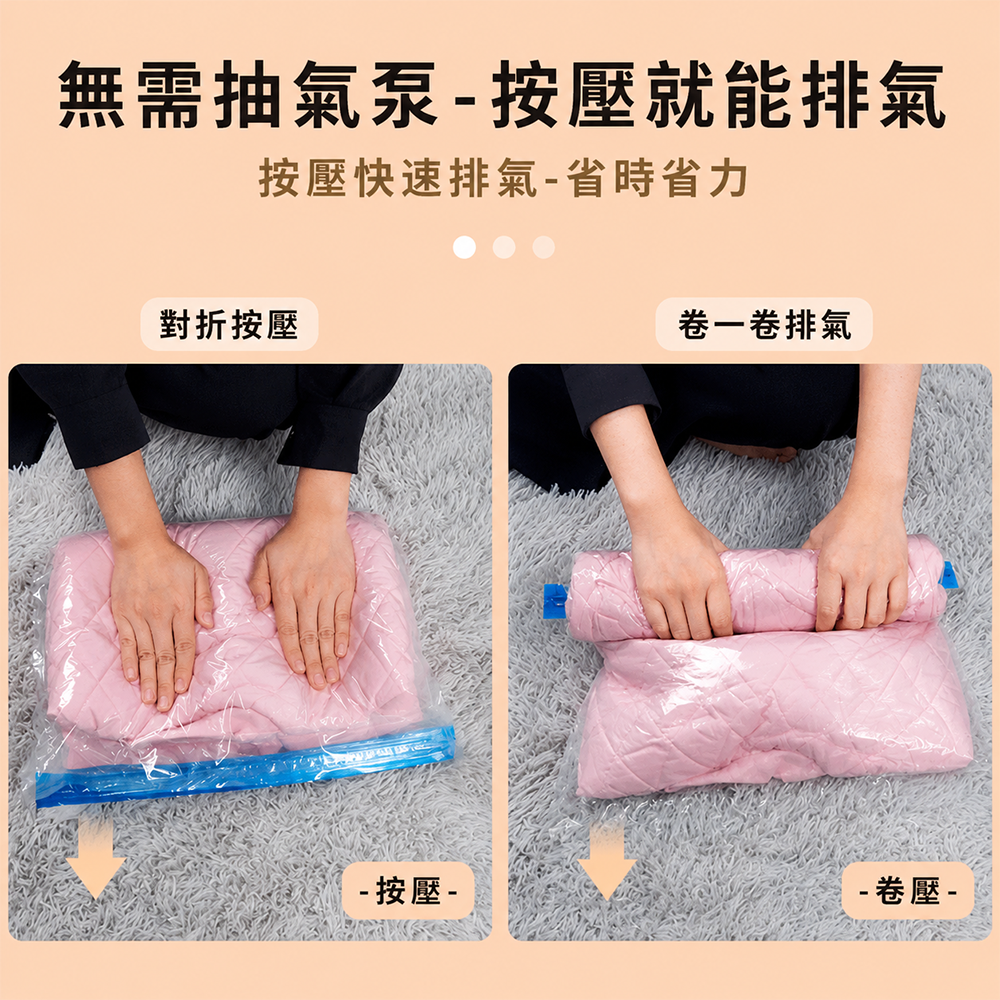 【毛皇上】手捲式真空壓縮袋 手捲式 真空袋 收納袋 防潮防塵 出國收納 衣物壓縮袋-細節圖3