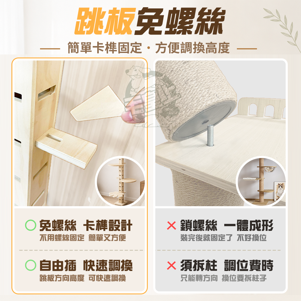 【毛皇上】 可調節式頂天立地【單賣柱子】自由配 多層實木 貓跳板 貓跳台 頂天立地 貓爬架 通天柱-細節圖8