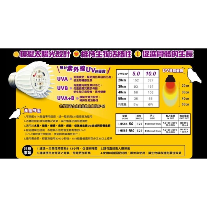 蛋叔叔【免運費】ISTA專業爬蟲UVB增豔燈泡/10.0/5.0/雨林型/沙漠型/紫外線燈/UVA/補鈣/鬆獅蜥/陸龜-細節圖3