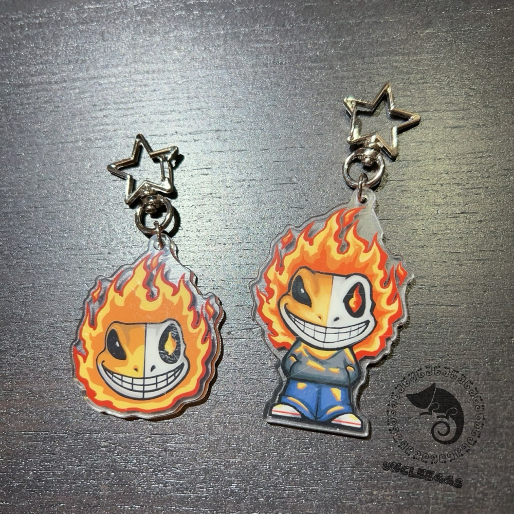 蛋叔叔-惡酷-Fire & Evil壓克力吊飾/三小爬寵/守宮吊飾/3little Reptile/惡靈戰警/鑰匙圈吊牌-細節圖2